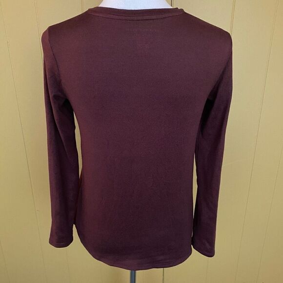 American Eagle women XS soft & plush Longsleeve Crewneck top burgundy - Picture 7 of 9